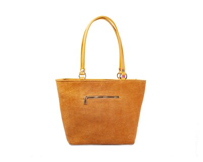 Foto 2 | Foto 2 | Bolso Tote A Ángelozano De Piel Vacuna Con Telar Artesanal, Color Camel, Modelo Florentina Negro, Modelo Graciela