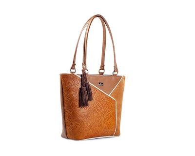 Foto 7 | Foto 7 | Bolso Tote A Ángelozano De Piel Vacuna Con Piel Grabada, Color Camel, Modelo Florentina
