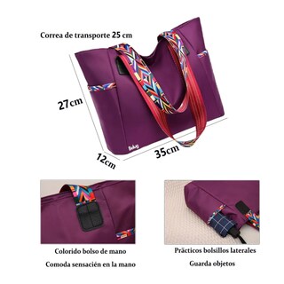 Foto 2 | Foto 2 | Bolso Mano Tote Gran Capacidad Ligero Belug, Violeta
