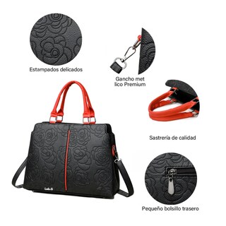 Foto 2 | Foto 2 | Bolso De Mujer Impermeable Lab.g Diseño De La Tela Floreado Negro Rojo