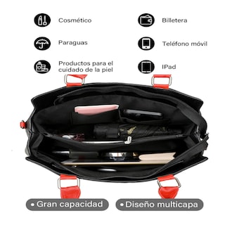 Foto 3 | Foto 3 | Bolso De Mujer Impermeable Lab.g Diseño De La Tela Floreado Negro Rojo