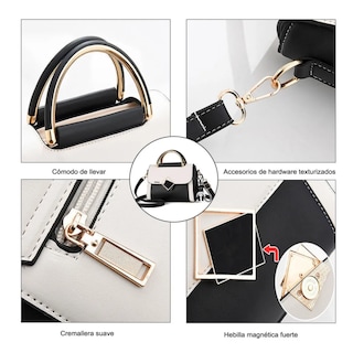 Foto 4 | Foto 4 | Bolso De Hombro Para Mujer, Bolso De Gran Capacidad Belug, Negro/blanco