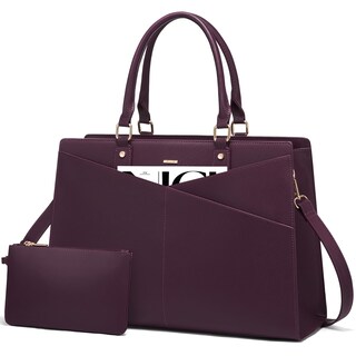 Foto 1 | Foto 1 | Bolso De Mano Para Portátil Lovevook, Piel, Negocios, Oficina, Trabajo, Morado - Venta Internacional.