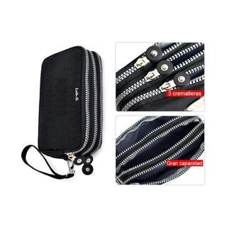 Foto 3 | Foto 3 | Bolsa Mano Cartera Tres Capas Organizador Monedero Mujer Lab.g Negro