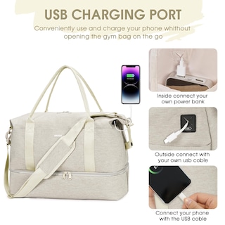 Foto 5 | Foto 5 | Bolsa De Viaje Wandf Para Spirit Airlines Con Puerto Usb, Color Beige - Venta Internacional.