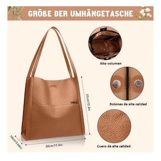 Foto 3 | Foto 3 | Bolso Para Mujer De Cuero Bolsa Tote Lab.g Café