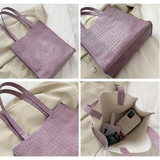 Foto 2 | Foto 2 | Bolso De Mano Huoguo Tote De Piel De Aligátor Con Hombro Morado - Venta Internacional.