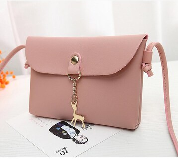 Foto 4 | Foto 4 | Bolso De Hombro Huoguo Vintage Con Colgante Pequeño De Ciervo En Piel Rosa - Venta Internacional.