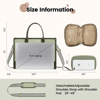 Foto 3 | Foto 3 | Bolsa De Lona Para Portátil Lovevook De 15.6 Pulgadas Para Mujer Color Verde Y Negro - Venta Internacional.