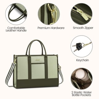 Foto 4 | Foto 4 | Bolsa De Lona Para Portátil Lovevook De 15.6 Pulgadas Para Mujer Color Verde Y Negro - Venta Internacional.