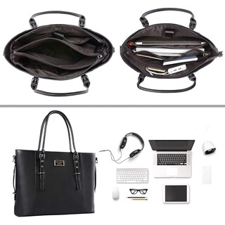 Foto 3 | Foto 3 | Bolsa Mosiso Para Ordenador Portátil Piel Sintética 15-16 Pulgadas Para Mujer Color Negro - Venta Internacional.