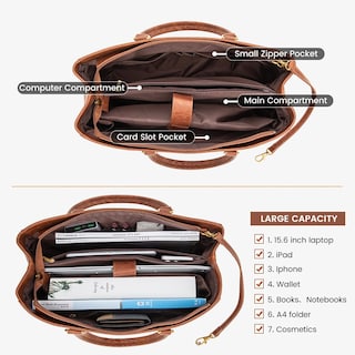 Foto 4 | Foto 4 | Bolsa Para Portátil Lovevook Para Mujer 15.6 Pulgadas Piel Impermeable Marrón - Venta Internacional.