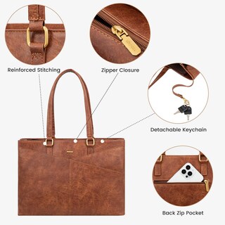 Foto 6 | Foto 6 | Bolsa Para Portátil Lovevook Para Mujer 15.6 Pulgadas Piel Impermeable Marrón - Venta Internacional.