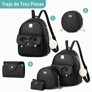 Foto 2 | Foto 2 | Kit de Mochila Casual Malubero para Mujer de 3 pz color Negro