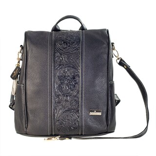 Foto 1 | Foto 1 | Backpack Antirrobo A Ángelozano Modelo María Piel Con Faja Piel Grabada Color Negro