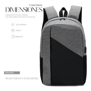 Foto 1 | Foto 1 | Mochila para Laptop Genérica color Gris con Carga Usb