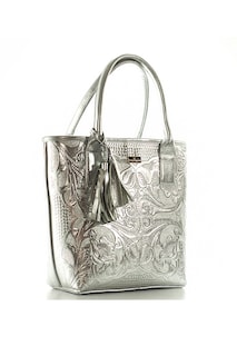 Foto 4 | Foto 4 | Bolso Tote de Piel Grabada A Ángelozano Soraya color Plata
