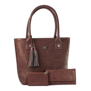 Foto 1 | Foto 1 | Kit de Bolso A ÁNGELOZANO Soraya color Marrón de Piel Vacuna con Cartera y Monedero de Piel Grabada