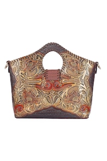 Foto 2 | Foto 2 | Bolso Tote A Ángelozano de Piel con Grabados y Pintados a Mano color Café