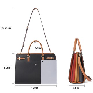 Foto 3 | Foto 3 | Maletín Cluci De Piel Para Ordenador Portátil De 15,6 Pulgadas Para Mujeres De Negocios, Color Negro - Venta Internacional.
