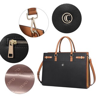 Foto 5 | Foto 5 | Maletín Cluci De Piel Para Ordenador Portátil De 15,6 Pulgadas Para Mujeres De Negocios, Color Negro - Venta Internacional.