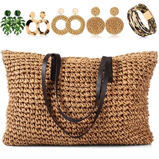 Foto 1 | Foto 1 | Set De Accesorios Hicarer Beach, Monedero Y Pendientes, Bolsa De Paja - Venta Internacional.