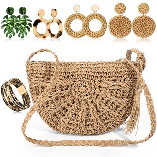 Foto 1 | Foto 1 | Set De Accesorios Hicarer Beach, Monedero Y Pendientes, Bolsa De Paja - Venta Internacional.