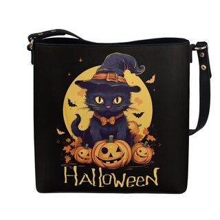 Foto 2 | Foto 2 | Bolso De Mano Hugs Idea Con Estampado De Calabazas Y Gatos Negros Para Halloween - Venta Internacional.