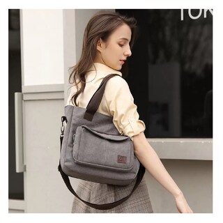 Foto 4 | Foto 4 | Bolsa Urbana De Lona Moderna Y De Gran Capacidad Para Mujer Gris Café