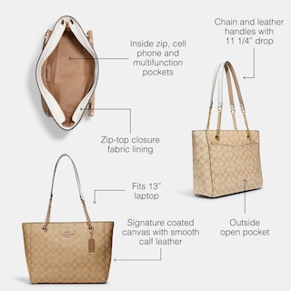 Foto 3 | Foto 3 | Bolso De Mano Coach Cammie Chain, Color Caqui Claro, Tiza Para Mujer - Venta Internacional.