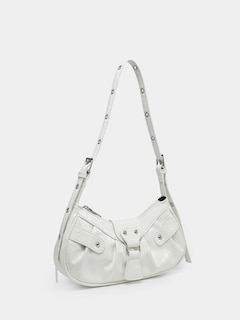 Foto 2 | Foto 2 | Bolso De Hombro Verdusa Plisado Hobo De Piel Sintética Blanca Para Mujer - Venta Internacional.