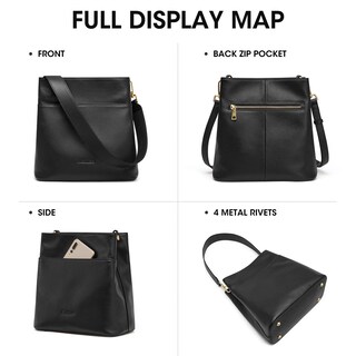 Foto 7 | Foto 7 | Bolso De Hombro Kattee De Piel Con Forma De Cubo Negro Para Mujer - Venta Internacional.