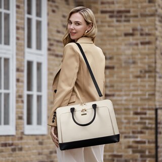 Foto 2 | Foto 2 | Maletín Cluci De Piel Para Portátil De 15.6 Pulgadas, Color Beige-negro - Venta Internacional.