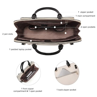 Foto 4 | Foto 4 | Maletín Cluci De Piel Para Portátil De 15.6 Pulgadas, Color Beige-negro - Venta Internacional.