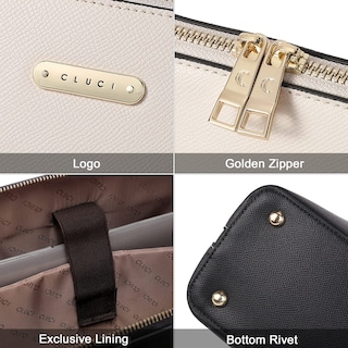Foto 5 | Foto 5 | Maletín Cluci De Piel Para Portátil De 15.6 Pulgadas, Color Beige-negro - Venta Internacional.