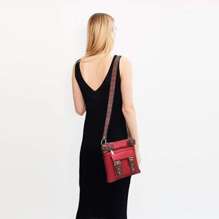 Foto 2 | Foto 2 | Bandolera Dasein Top Con Cinturón Para Mujer, Piel Suave, Color Rojo - Venta Internacional.