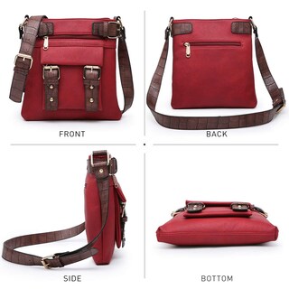 Foto 4 | Foto 4 | Bandolera Dasein Top Con Cinturón Para Mujer, Piel Suave, Color Rojo - Venta Internacional.
