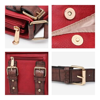Foto 6 | Foto 6 | Bandolera Dasein Top Con Cinturón Para Mujer, Piel Suave, Color Rojo - Venta Internacional.