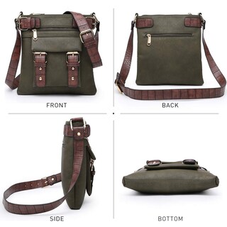 Foto 4 | Foto 4 | Bandolera Dasein Top De Piel Suave Con Cinturón, Color Verde Militar - Venta Internacional.