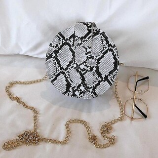 Foto 4 | Foto 4 | Bolso De Mano Huoguo Retro Con Cadena Serpentina Redonda De Piel Sintética - Venta Internacional.