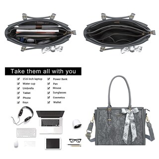 Foto 4 | Foto 4 | Bolsa Para Portátil Mosiso De Piel Sintética De 15.6 A 16 Pulgadas Para Mujer Gris - Venta Internacional.