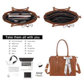 Foto 4 | Foto 4 | Bolsa Mosiso Para Portátil Piel Sintética 15.6 A 16 Pulgadas Para Mujer Color Marrón - Venta Internacional.
