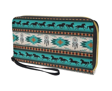 Foto 3 | Foto 3 | Monedero de Piel Belug con Diseño de Caballo Azteca color Azul