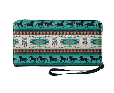 Foto 4 | Foto 4 | Monedero de Piel Belug con Diseño de Caballo Azteca color Azul