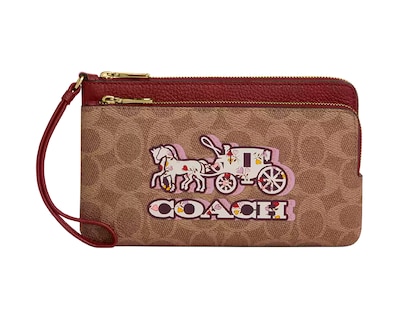 Foto 1 | Foto 1 | Monedero Coach Double Zip Wallet In Signature Canvas Estampado de Caballos y Carruajes
