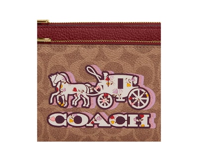 Foto 3 | Foto 3 | Monedero Coach Double Zip Wallet In Signature Canvas Estampado de Caballos y Carruajes