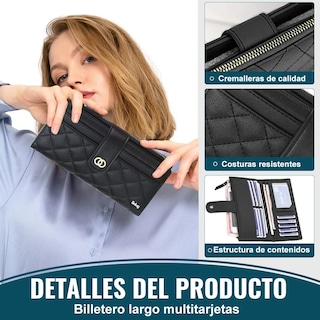 Foto 2 | Foto 2 | Cartera Belug Larga De Cuero Para Mujer Negro