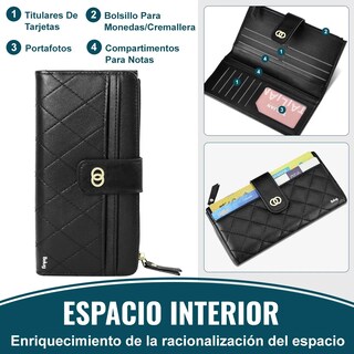 Foto 3 | Foto 3 | Cartera Belug Larga De Cuero Para Mujer Negro