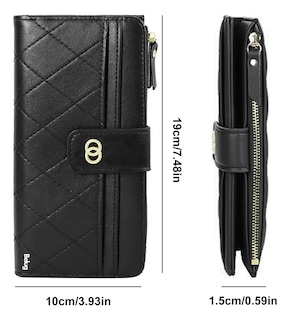 Foto 5 | Foto 5 | Cartera Belug Larga De Cuero Para Mujer Negro