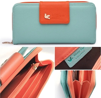 Foto 2 | Foto 2 | Cartera de Cuero Sintética Malubero color Verde/Anaranjado